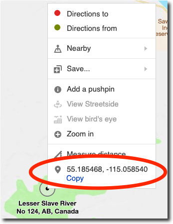 Where to find GPS coordinates with Bing Maps