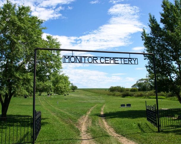 The front gate of Monitor Cemetery